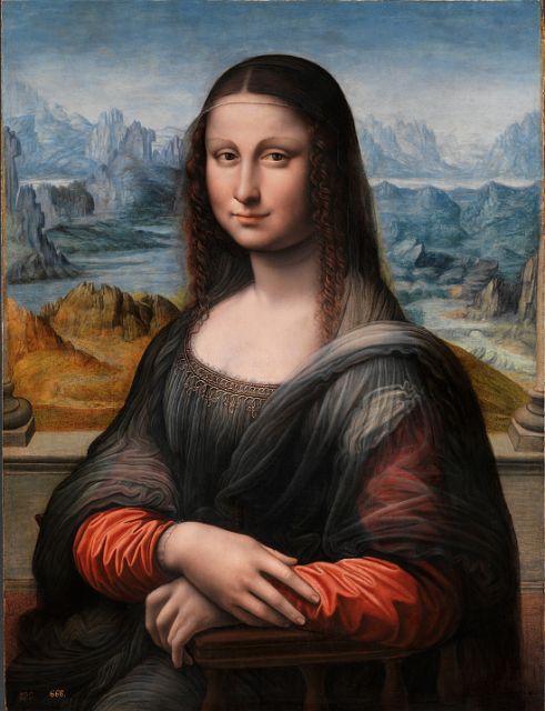 157-Gioconda_(copia_del_Museo_del_Prado_restaurada).jpg - La Giaconda, een kopie van de echte Mona Lisa van Leonardo Da Vinci, die in het Louvre te bezichtigen is. Deze Mona Lisa zou geschilderd zijn door een leerling van Leonardo.