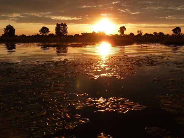 094-okavangodelta-054-mokoro-aankomst.jpg - avondstemming, Okavangodelta, Botswana